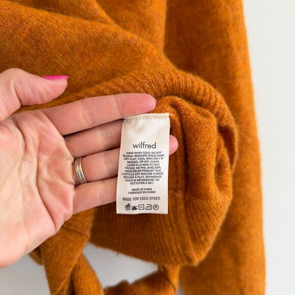 Aritizia Wilfred Lorin Alpaca Wool Turtleneck Tie-Waist Pullover Sweater Orange - Picture 6 of 9